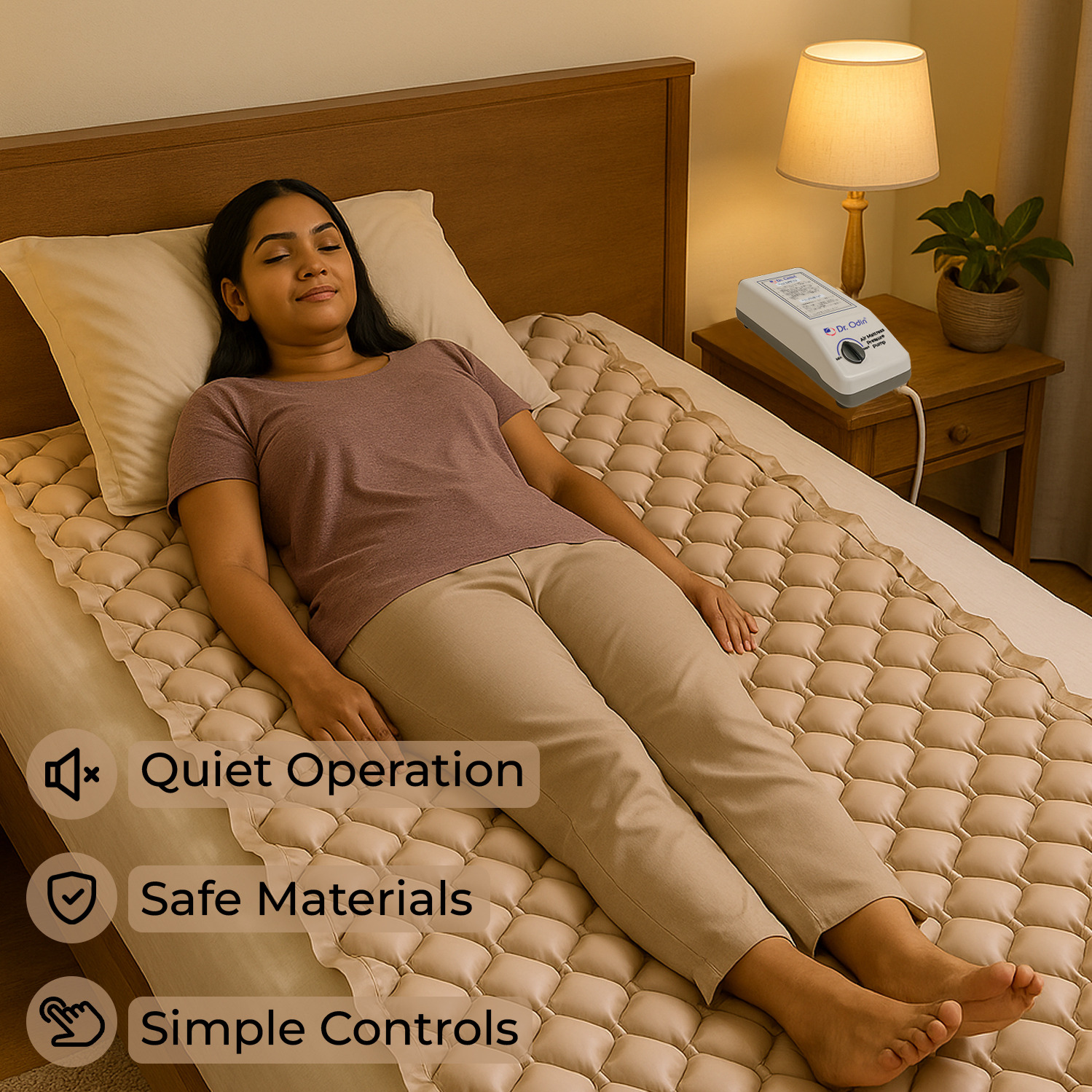 Dr. Odin Oam002 Electric Air Mattress 220x90x7cm Brown Pressure Adjustable (Small) 1 Nos