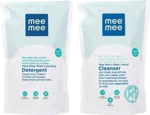 Mee Mee Mild Baby Liquid Laundry Detergent 500ml & Mee Mee Antibacterial Baby Cleanser 500 Ml Refill