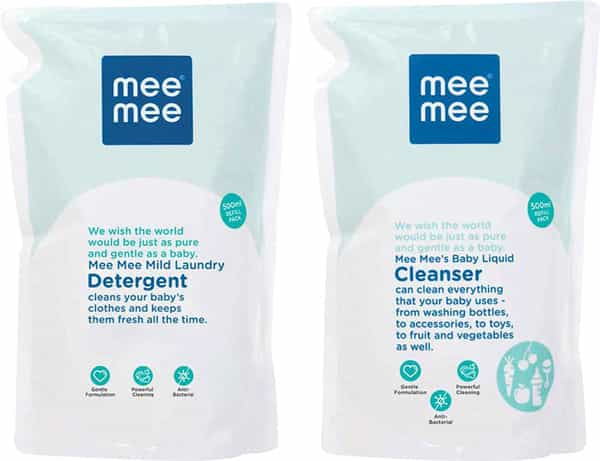 Mee Mee Mild Baby Liquid Laundry Detergent 500Ml & Mee Mee Antibacterial Baby Cleanser 500 Ml Refill
