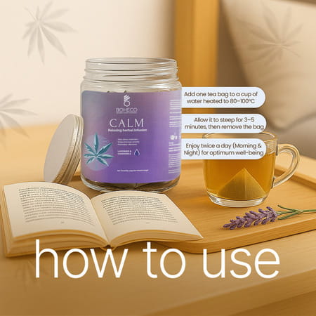 Boheco Calm Herbal Infusion Tea Bags | For Stress Relief With Vijaya Leaf | 20 Non-Plastic Bags 50gm