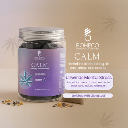 Boheco Calm Herbal Infusion Tea Bags | For Stress Relief With Vijaya Leaf | 20 Non-Plastic Bags 50gm