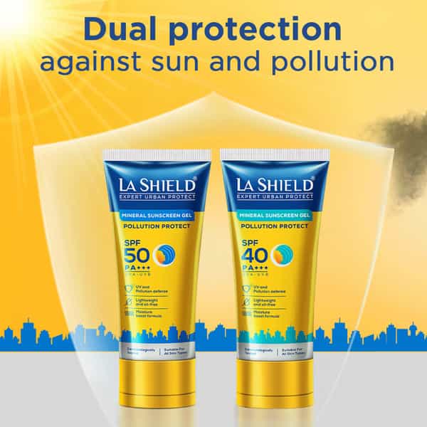 La Shield Pollution Protect Mineral Sunscreen Gel Spf 50 - 50Gm
