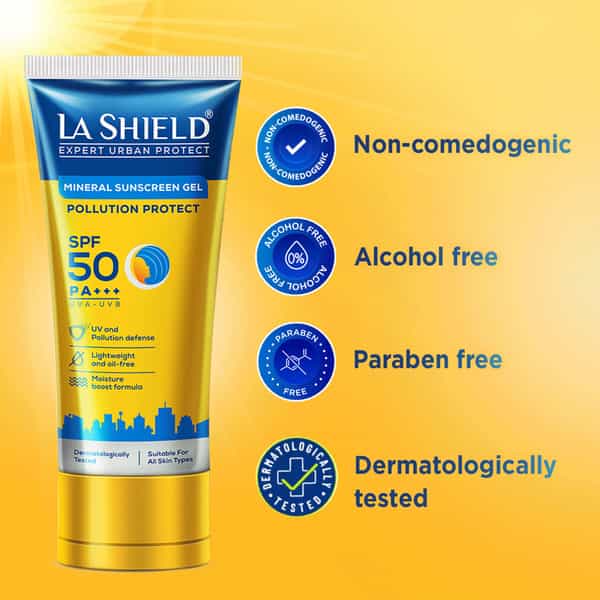 La Shield Pollution Protect Mineral Sunscreen Gel Spf 50 - 50Gm