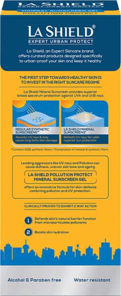 La Shield Pollution Protect Mineral Sunscreen Gel Spf 50 - 50Gm