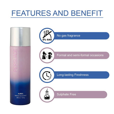 Ajmal 2 Persuade For Men & Women & 1 Wisal For Women Deodorants Each 200Ml Combo Pack Of 3
