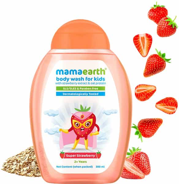 Mamaearth Super Strawberry Body Wash For Kids With Strawberry & Oat Protein 300 Ml