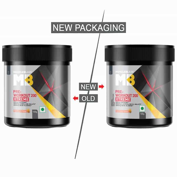 Muscleblaze Pre Workout 200 Xtreme | 200Mg Caffeine | 2000Mg Beta Alanine (100 G | Fruit Punch)