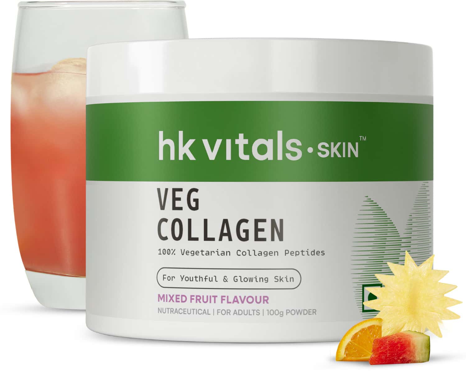 Hk Vitals Veg Collagen Supplement (mixed Fruit | 100g) | With Biotin | Vitamin C | E