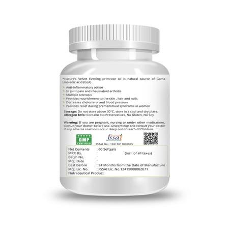 Natures Velvet Evening Primrose Oil 1000mg | 60 Softgels