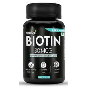Nutrija Biotin Supplement For Hair Health | Reduce Hair Fall & Boost Hair Growth (120 Capsules)