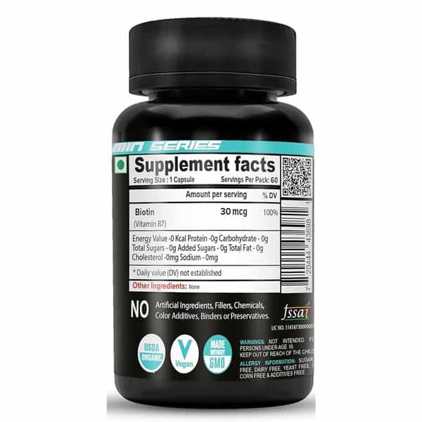 Nutrija Biotin Supplement For Hair Health | Reduce Hair Fall & Boost Hair Growth (120 Capsules)