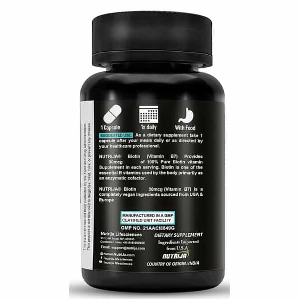 Nutrija Biotin Supplement For Hair Health | Reduce Hair Fall & Boost Hair Growth (120 Capsules)