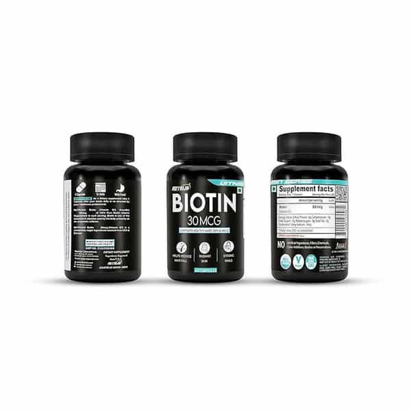 Nutrija Biotin Supplement For Hair Health | Reduce Hair Fall & Boost Hair Growth (120 Capsules)