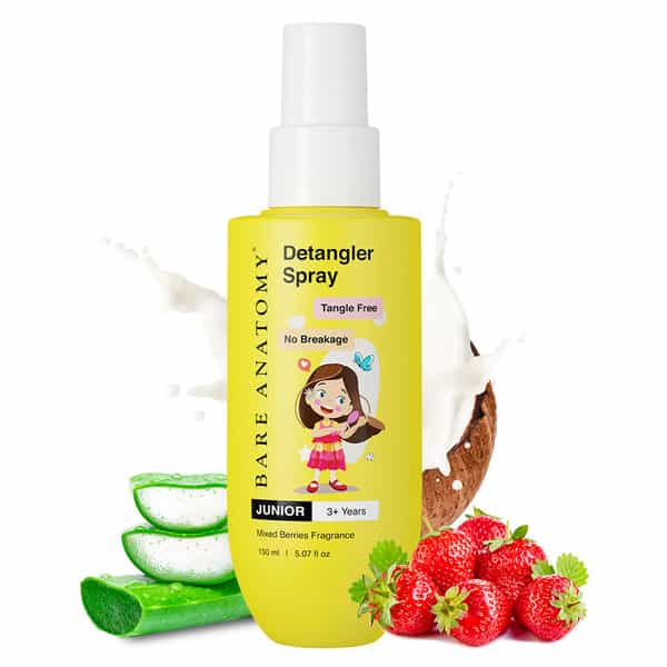 Bare Anatomy Junior Detangler Hair Spray | For 3+ Year Old Kids | Strengthens & Detangles | 150Ml