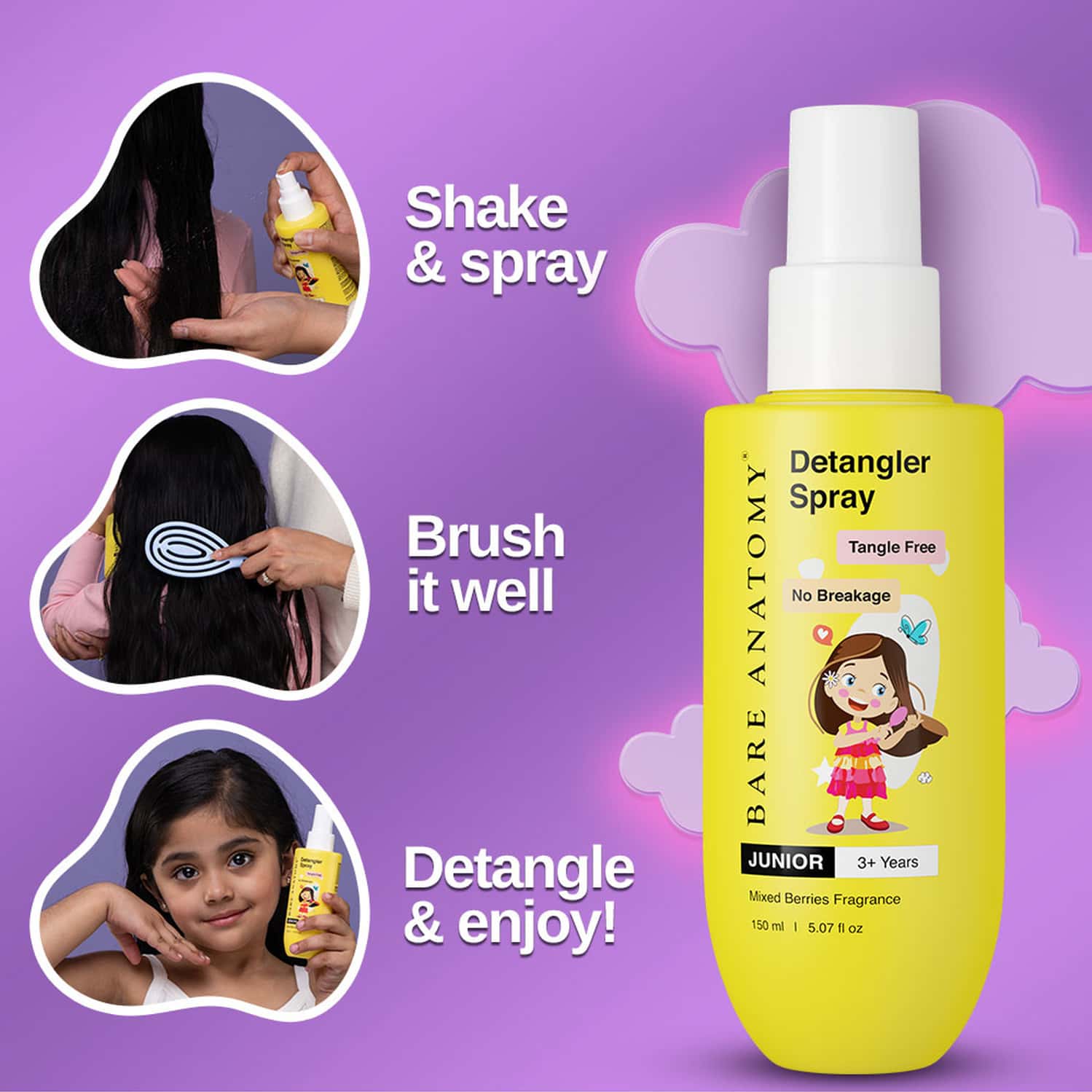 Buy BARE ANATOMY JUNIOR DETANGLER HAIR SPRAY FOR 3+ YEAR OLD KIDS