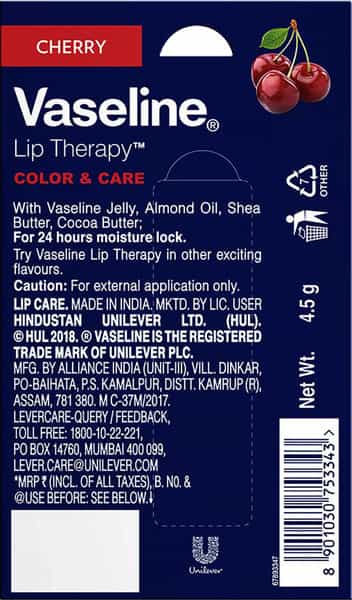 Vaseline Color & Care Cherry Chapstick-4.5 G
