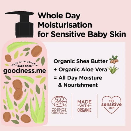 Goodness.me Certified Organic Moisturizing Baby Face & Body Lotion White 200 Ml
