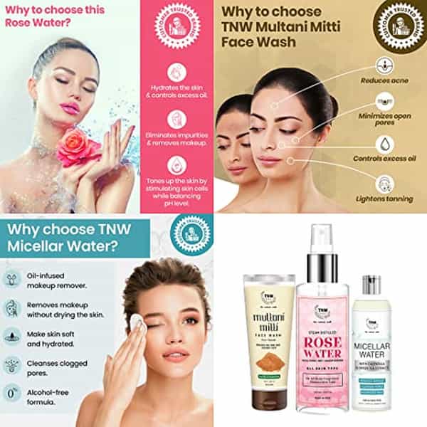Tnw The Natural Wash Skincare Combo With Micellar Water | Steam Distilled Rose Water