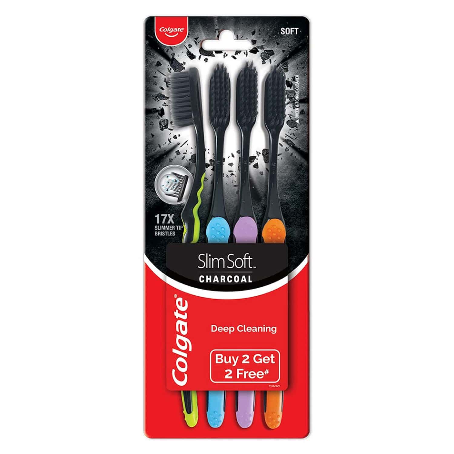 Colgate Slimsoft Charcoal Manual Toothbrush For Adults (Buy 2 | Get 2 Free) - 4 Pcs