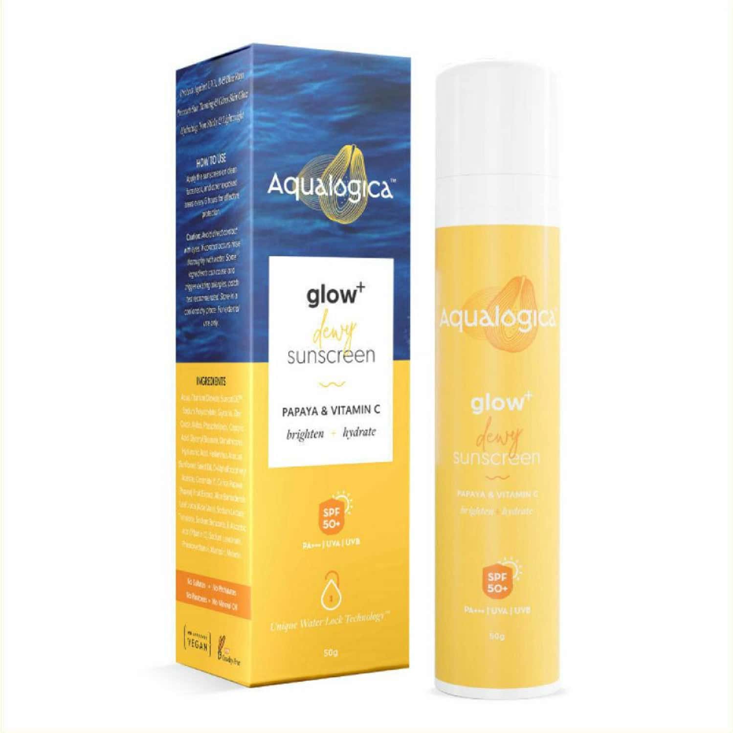 Aqualogica Glow Plus Dewy Sunscreen Spf 50 | For Glowing & Well Protected Skin Bottle Of Cream 50g