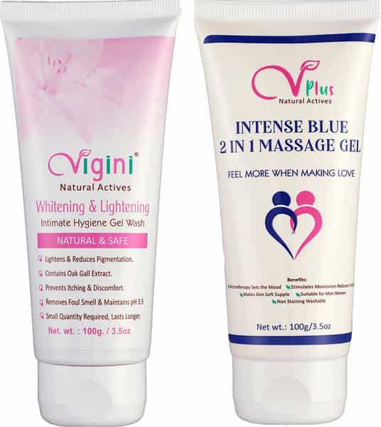 Vigini Vaginal V Intimate Whitening Feminine Hygiene Wash Cool Blue 2In1 Sensual Lubricant Gel 200Ml