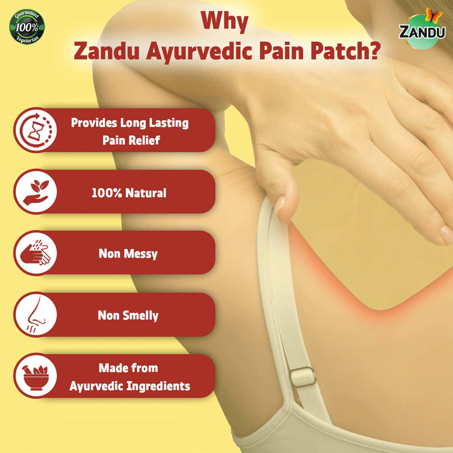 Buy ZANDU AYURVEDIC PAIN RELIEF PATCH (PACK OF 5 PATCHES) Online & Get