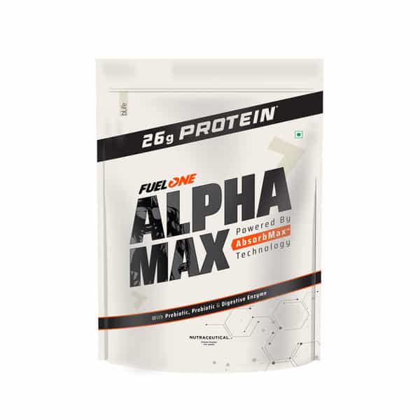 Fuel One Alpha Max Protein Powder (Cold Coffee | 1Kg / 2.2Lbs) | 26G Protein Per Scoop