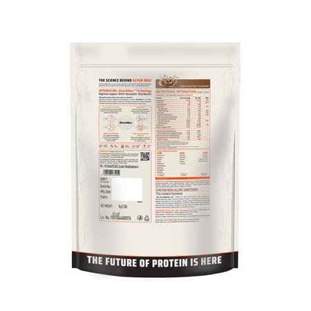 Fuel One Alpha Max Protein Powder (Cold Coffee | 1kg / 2.2lbs) | 26g Protein Per Scoop