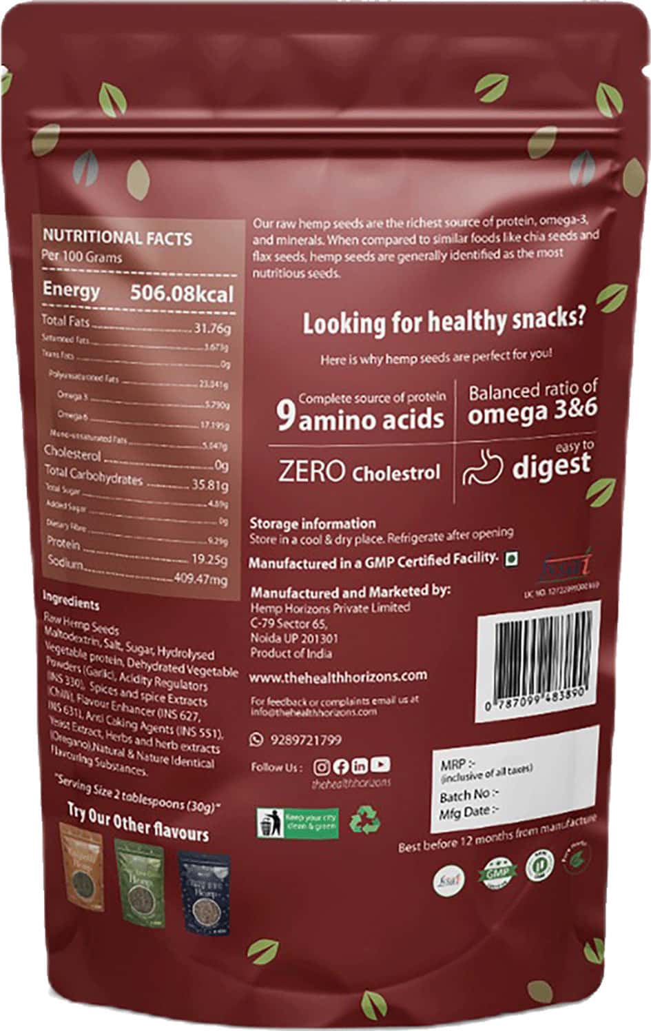 Buy HEALTH HORIZONS HEMP SEEDSOMEGA 6 & 3, FATTY ACIDS, & AMINO ACIDS