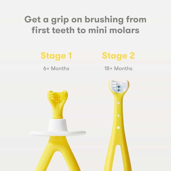 Frida Baby Training Toothbrush For Toddlers Kids Soft Bristles 360 Clean Yellow 1 Count