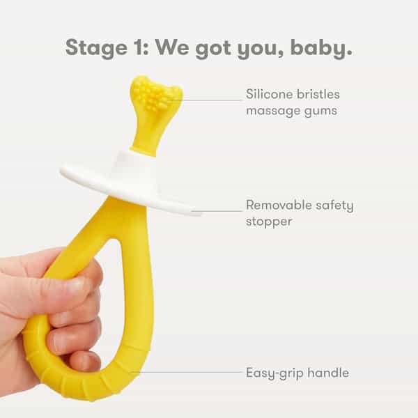 Frida Baby Training Toothbrush For Toddlers Kids Soft Bristles 360 Clean Yellow 1 Count