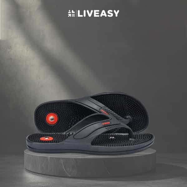Liveasy Ortho Care Acupressure Slippers - Men (Black) Size 6