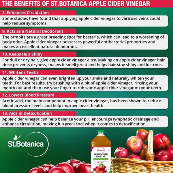 St.botanica Natural Apple Cider Vinegar With Mother Vinegar - 500 Ml - Raw Unfiltered Unrefined