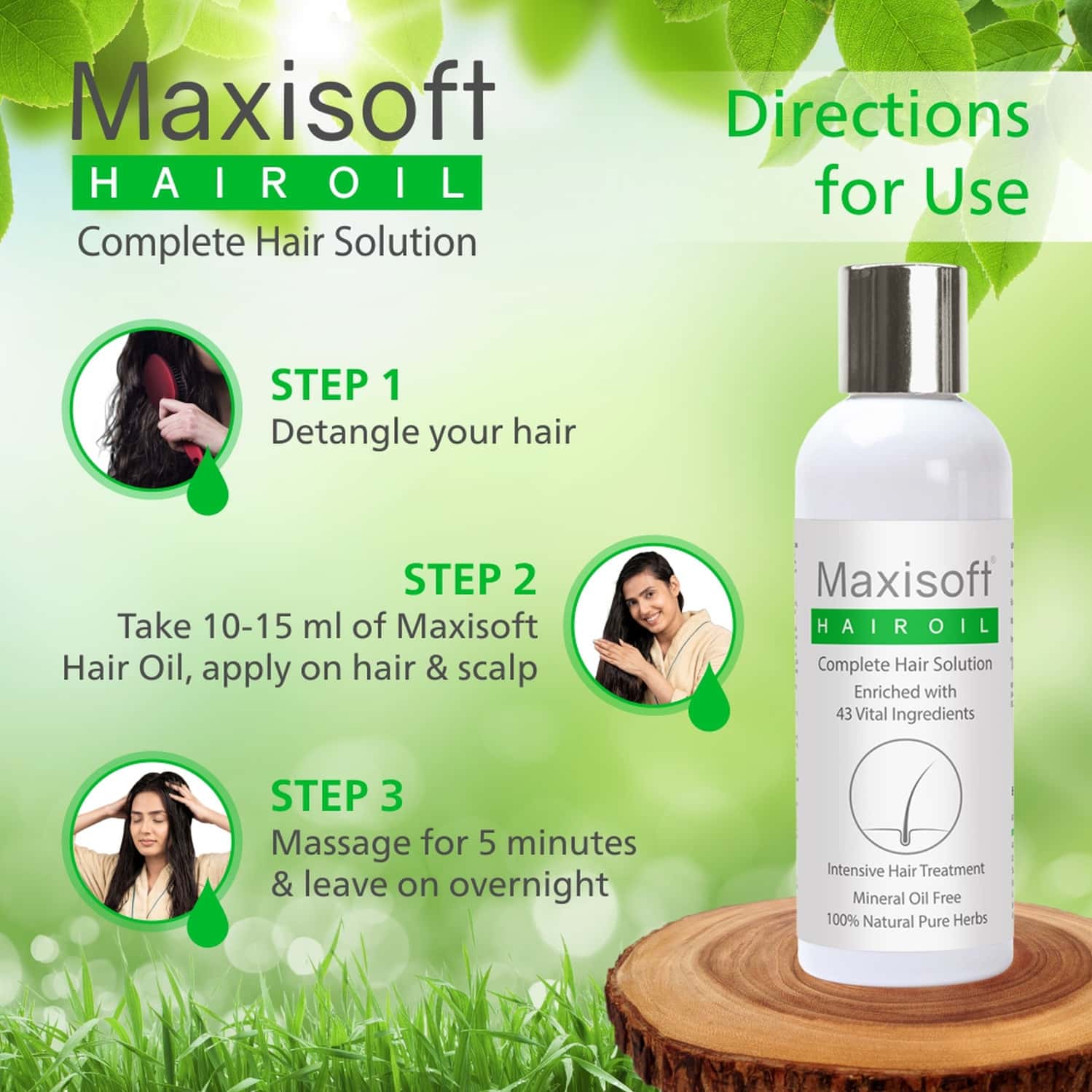 Buy MAXISOFT HAIR OIL 100 ML COMPLETE HAIR SOLUTION PROMOTES HAIR