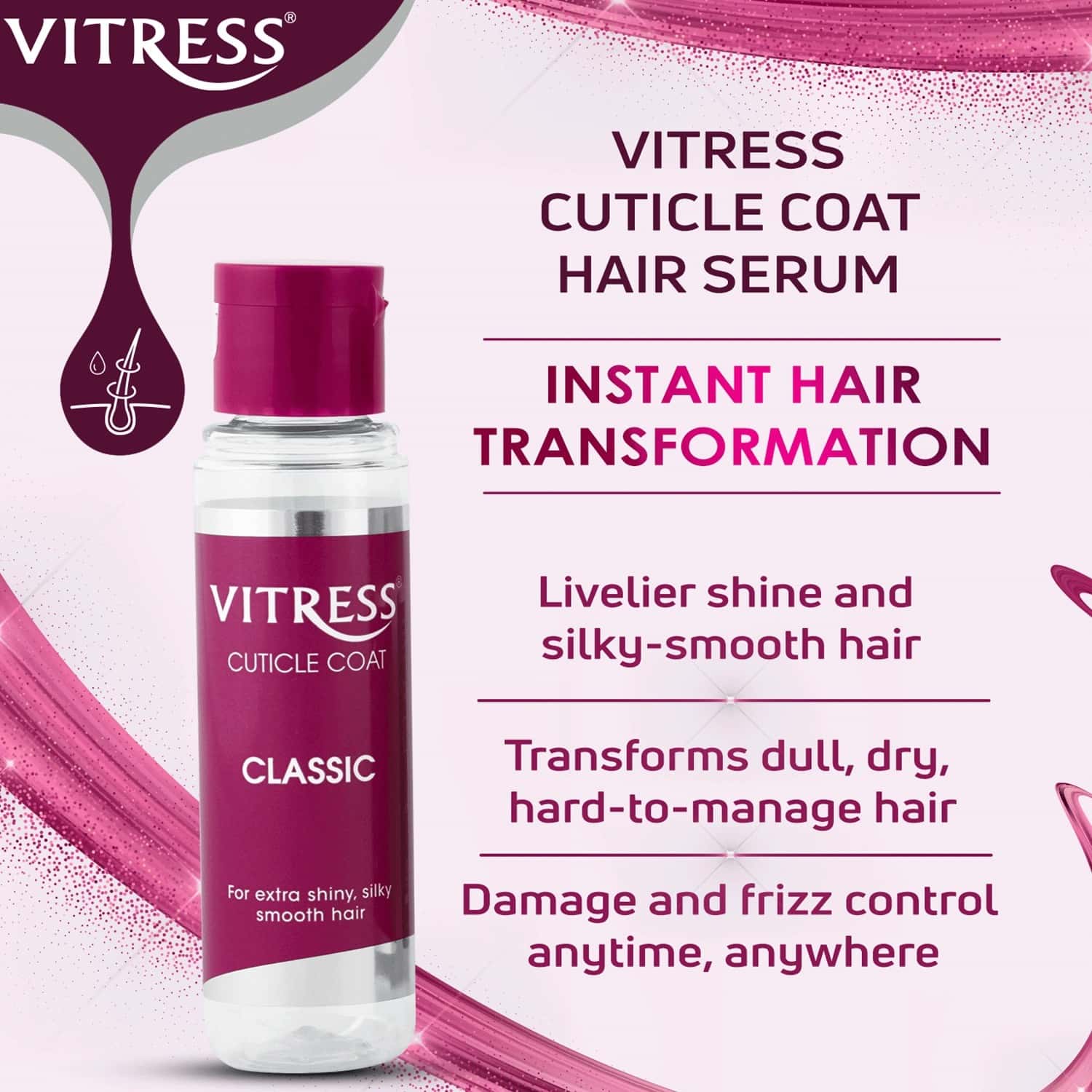 Buy VITRESS CUTICLE COAT CLASSIC HAIR SERUM 50 ML Online & Get Upto