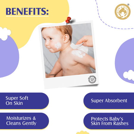 Mom & World Natural 98% Pure Water Baby Wipes Plant Based Ph Balanced 72 N Wipes X Pack Of 3