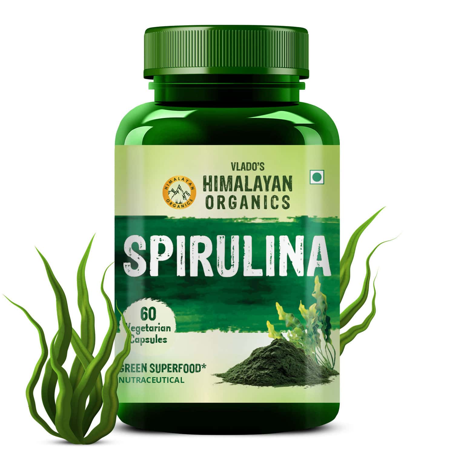 Vlado's Himalayan Organics Spirulina 2000mg Supplement - 60 Vegetarian Capsules