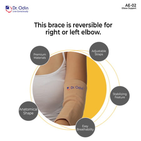 Dr. Odin Ae-02 Premium Elbow Support For Pain Relief | Contoured Design |Unisex (Xtra Large)