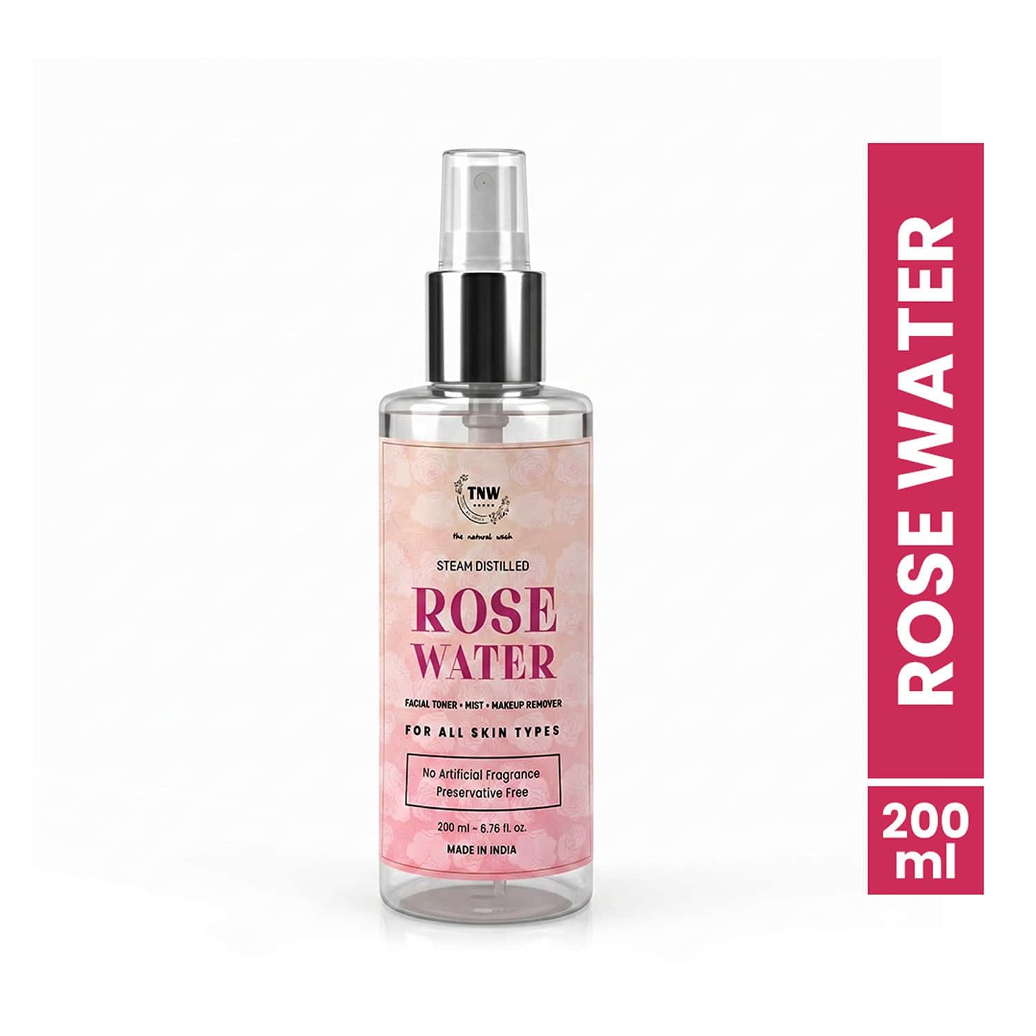 Tnw-the Natural Wash Steam Distilled Rose Water- 100% Natural Toner And Makeup Remover - 200ml