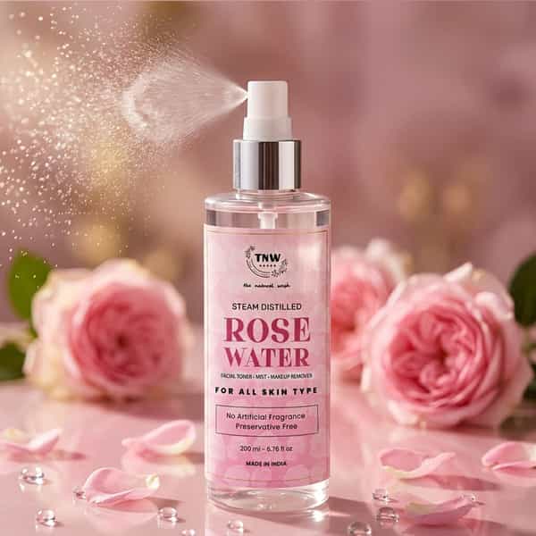 Tnw The Natural Wash Steam Distilled Rose Water- 100% Natural Toner And Makeup Remover - 200Ml