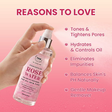 Tnw-The Natural Wash Steam Distilled Rose Water- 100% Natural Toner And Makeup Remover - 200Ml