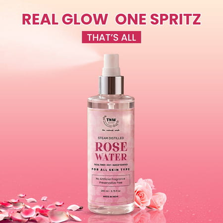 Tnw-The Natural Wash Steam Distilled Rose Water- 100% Natural Toner And Makeup Remover - 200Ml