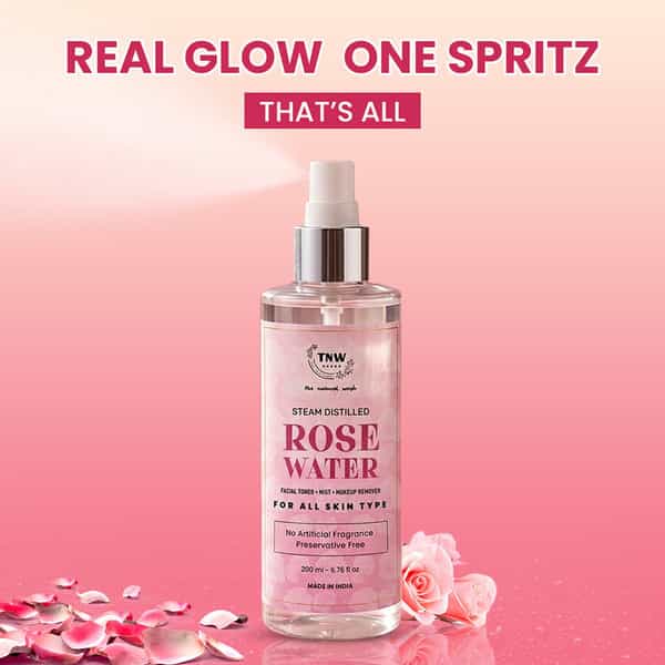 Tnw The Natural Wash Steam Distilled Rose Water- 100% Natural Toner And Makeup Remover - 200Ml