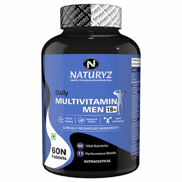 Naturyz Daily Multivitamin Men 18+ With Highest 60 Nutrients & 11 Performance Blends - 60 Tablets