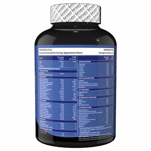 Naturyz Daily Multivitamin Men 18+ With Highest 60 Nutrients & 11 Performance Blends - 60 Tablets