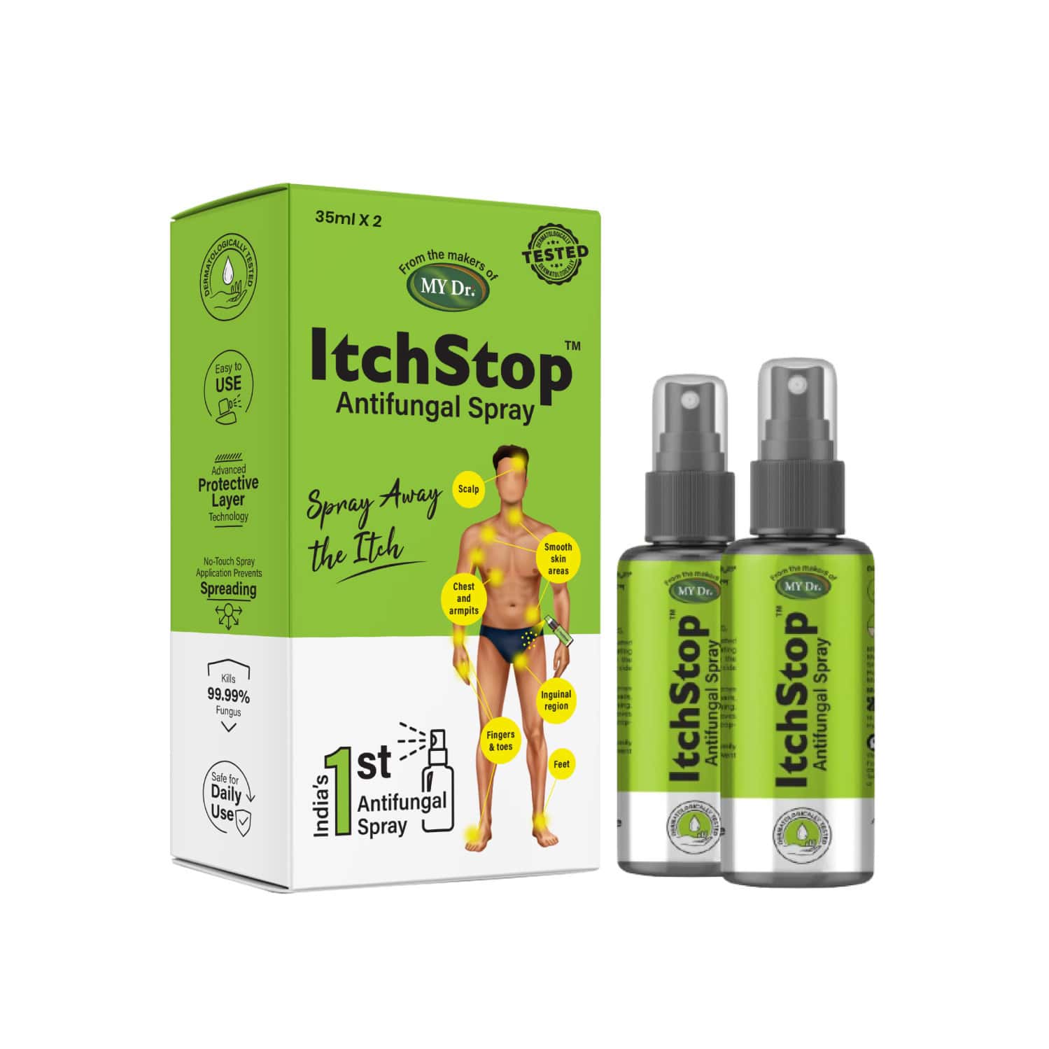 Itchstop Ayurvedic Antifungal Spray For Men & Women 35ml Pack Of 2