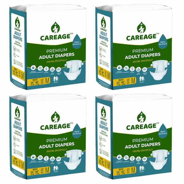 Careage Premium Adult Diaper Tape Style Medium| Unisex | Waist Size (24-40 Inches) - M (40 Pieces)