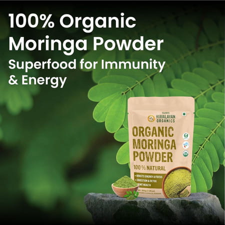 Vlado's Himalayan Organics 100% Organic Certified Moringa Powder - 120+ Nutrients & Vitamins - 200g