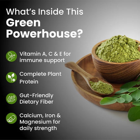 Vlado'S Himalayan Organics 100% Organic Certified Moringa Powder - 120+ Nutrients & Vitamins - 200g