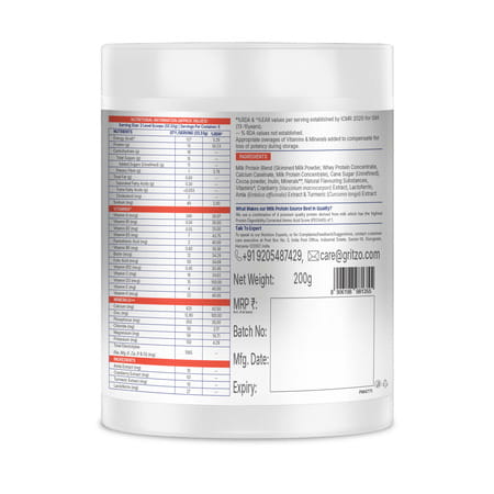 Gritzo Supermilk Growth+ (Formerly Height+) (13+Y Girls) | 13G Protein Powder (Cafe Mocha | 200G)